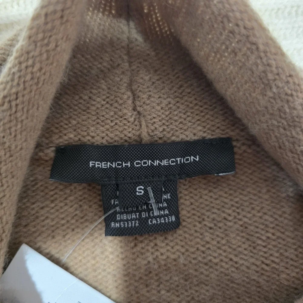 French Connection Patchwork Wool Blend Mock Neck Sweater Pullover Size Small NWT - Picture 10 of 13